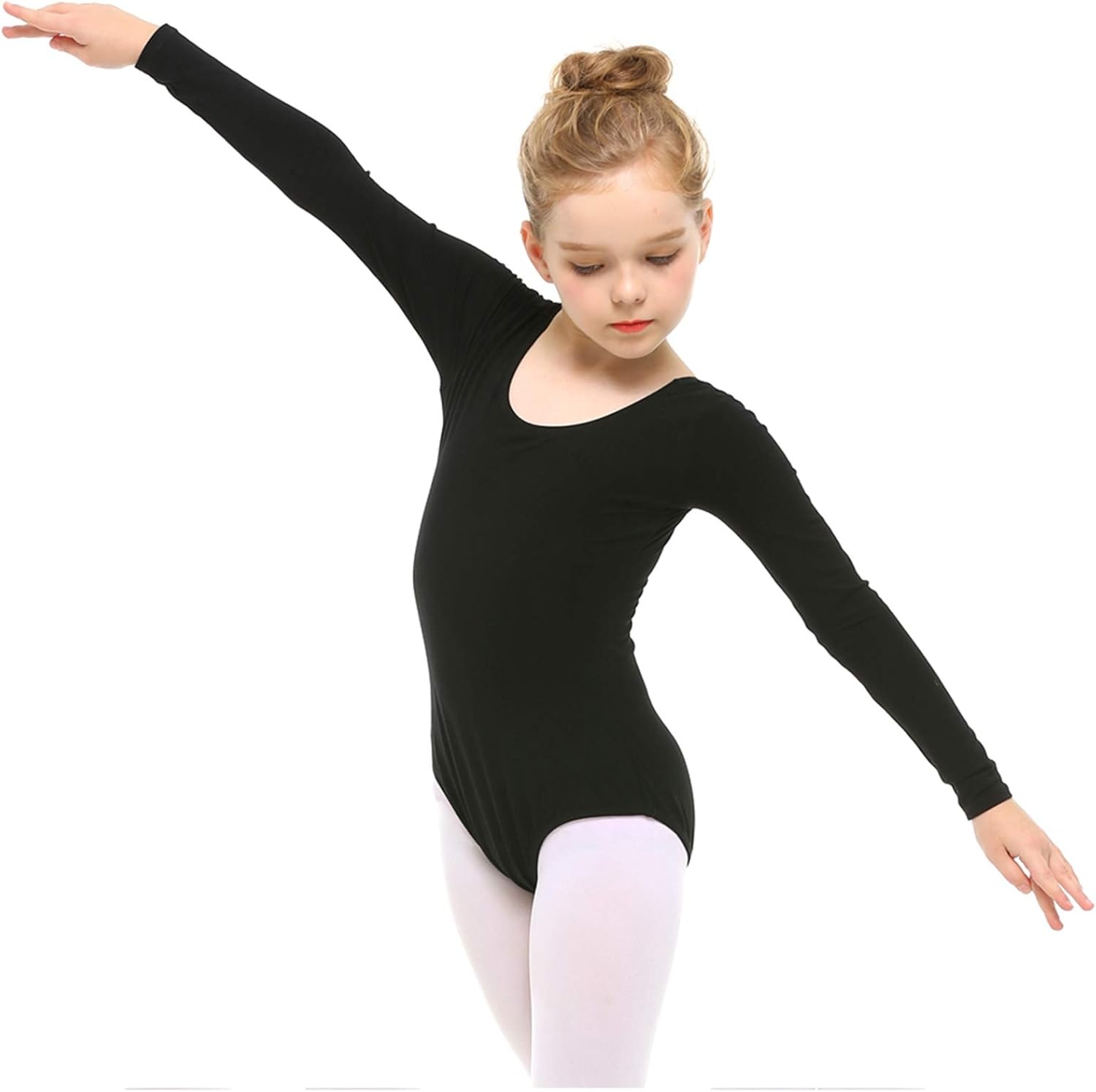 Stelle Long Sleeve Ballet Leotards for Girls Dance Leotard Gymnastics Ballet Outfits (Toddler/Little Kid/Big Kid)(Black)