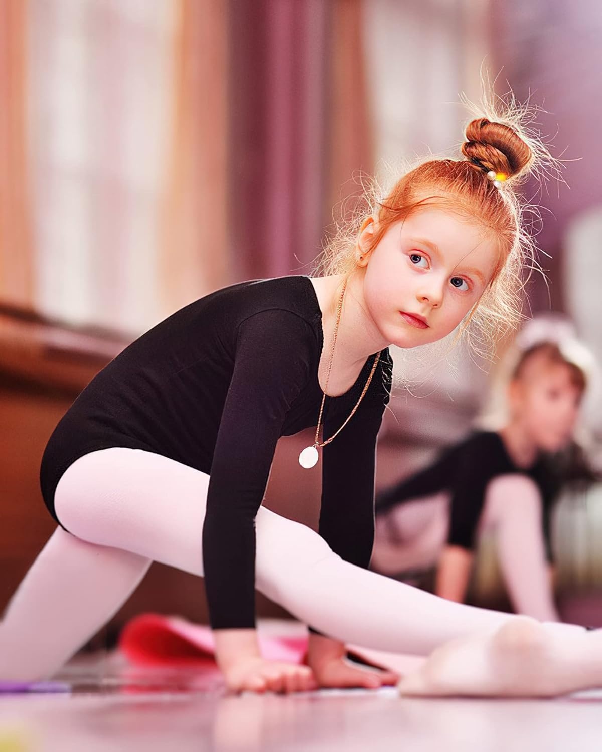 Stelle Long Sleeve Ballet Leotards for Girls Dance Leotard Gymnastics Ballet Outfits (Toddler/Little Kid/Big Kid)(Black)