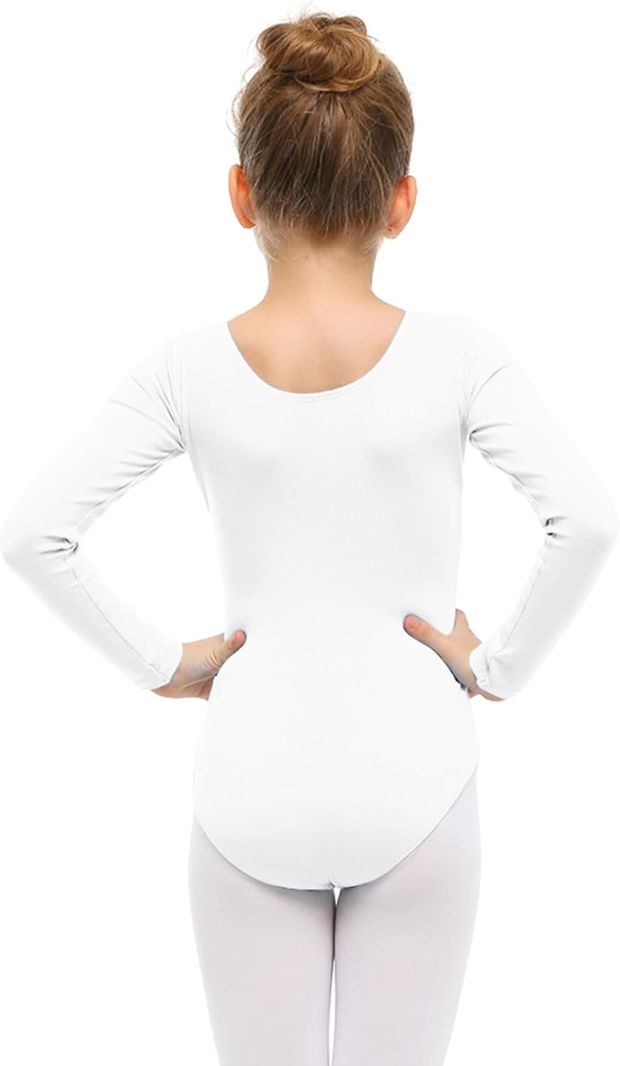 Stelle Long Sleeve Ballet Leotards for Girls Dance Leotard Gymnastics Ballet Outfits (Toddler/Little Kid/Big Kid) | Soft cotton, Breathable, Full front lining, Ballet, Gymnastic, Performance, Party, Cheer leading, Toddler, Little Big Kids(White)