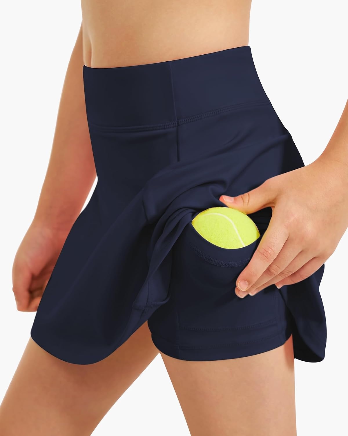 Stelle Girls A-Line Tennis Skort with Built-in Shorts for Sports Play(Navy)