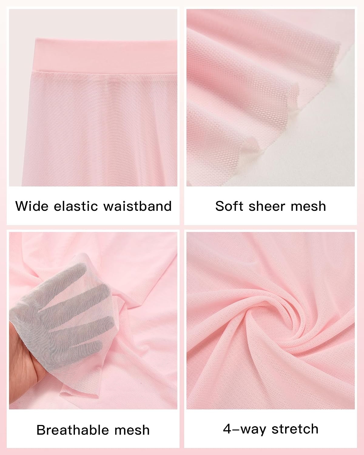 Stelle Women Ballet Skirt Chiffon Wrap Skirt Pull On Adult Dance Skirt Elastic Mesh Sheer Ballerina Outfit Dancewear(Ballet Pink)