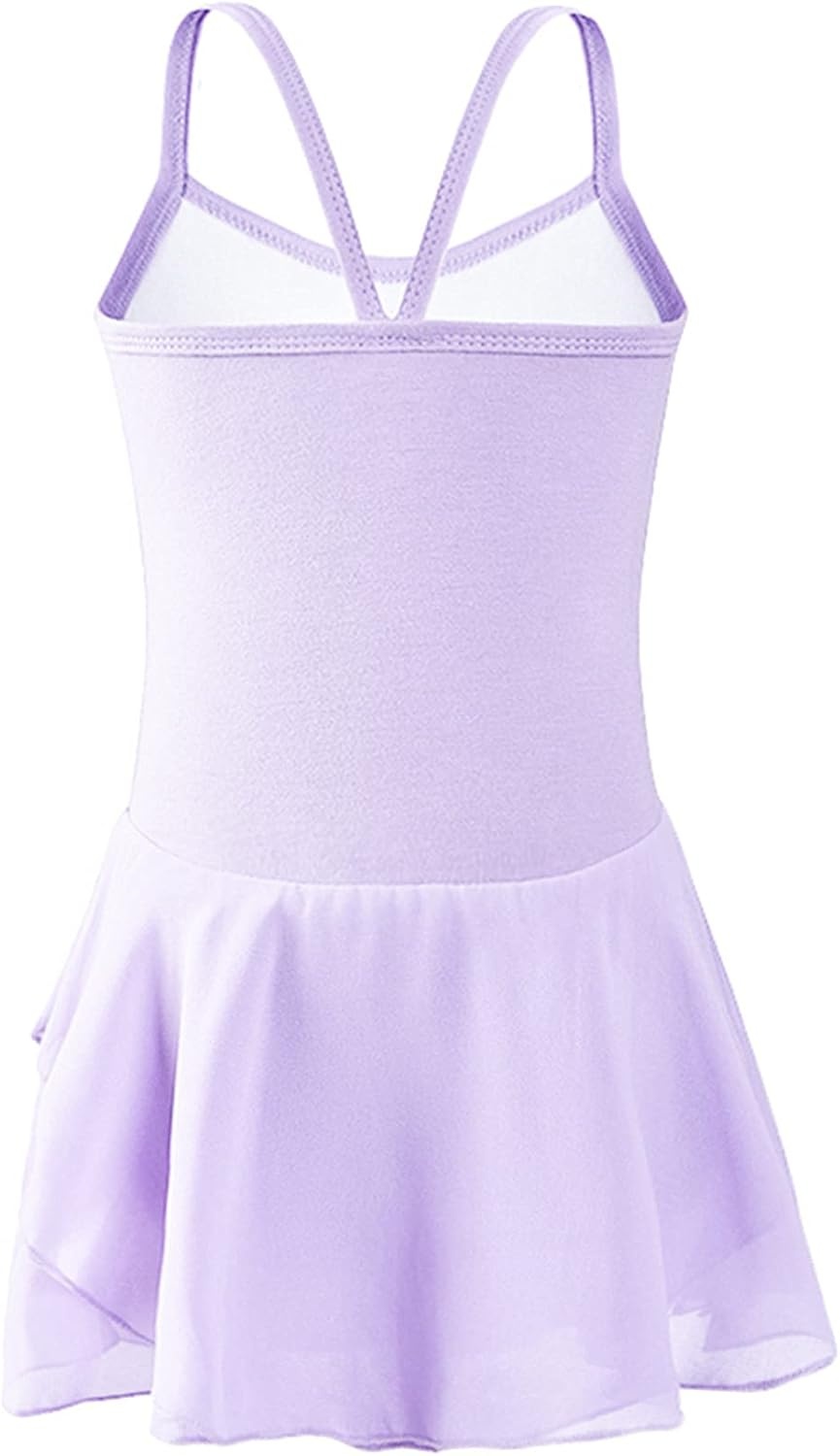 Stelle Toddler Ballet Outfit for Girls Sleeveless Gymnastics Dance Leotard | Camisole Leotards for Girls with Skirt, Spaghetti Strap, Soft Stretch Fabric, Dance Studio, Gymnastics, Outdoor Daily Wear(Style 1-lavender)