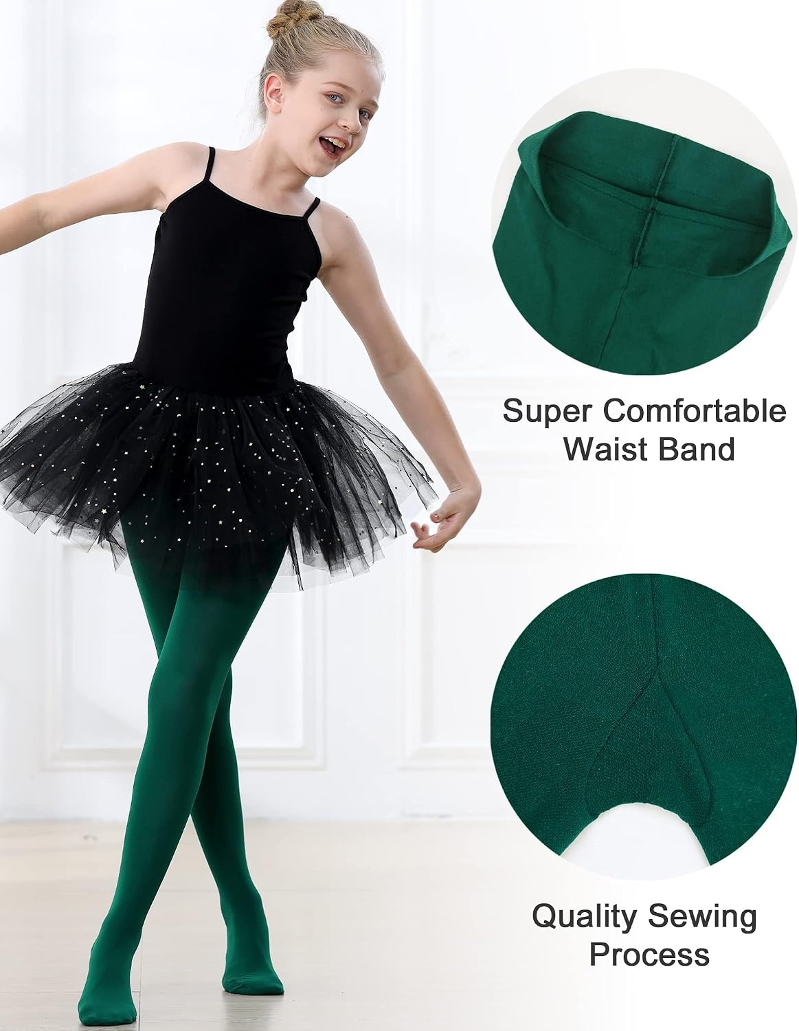 Stelle Girls Ballet Dance Students School Footed Tight (Toddler/Little Kid/Big Kid)(1-green)
