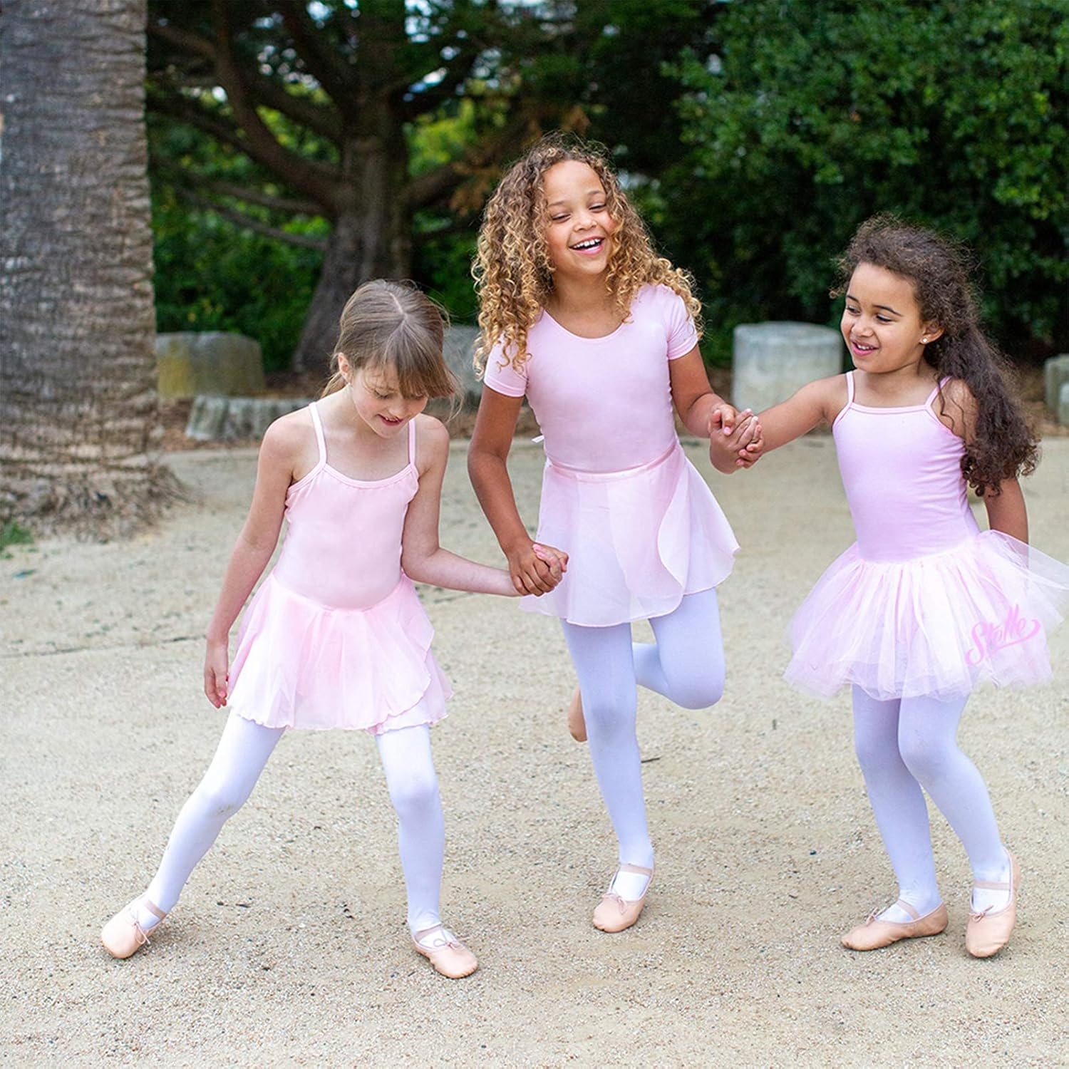 Stelle Ballet Skirts for Girls Toddler Dance Skirt Chiffon Kids Ballet Wrap Skirts(02-pink (Adjustable Tie))