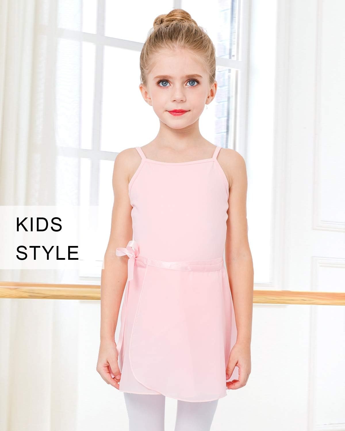 Stelle Ballet Skirts for Girls Toddler Dance Skirt Chiffon Kids Ballet Wrap Skirts(02-pink (Adjustable Tie))
