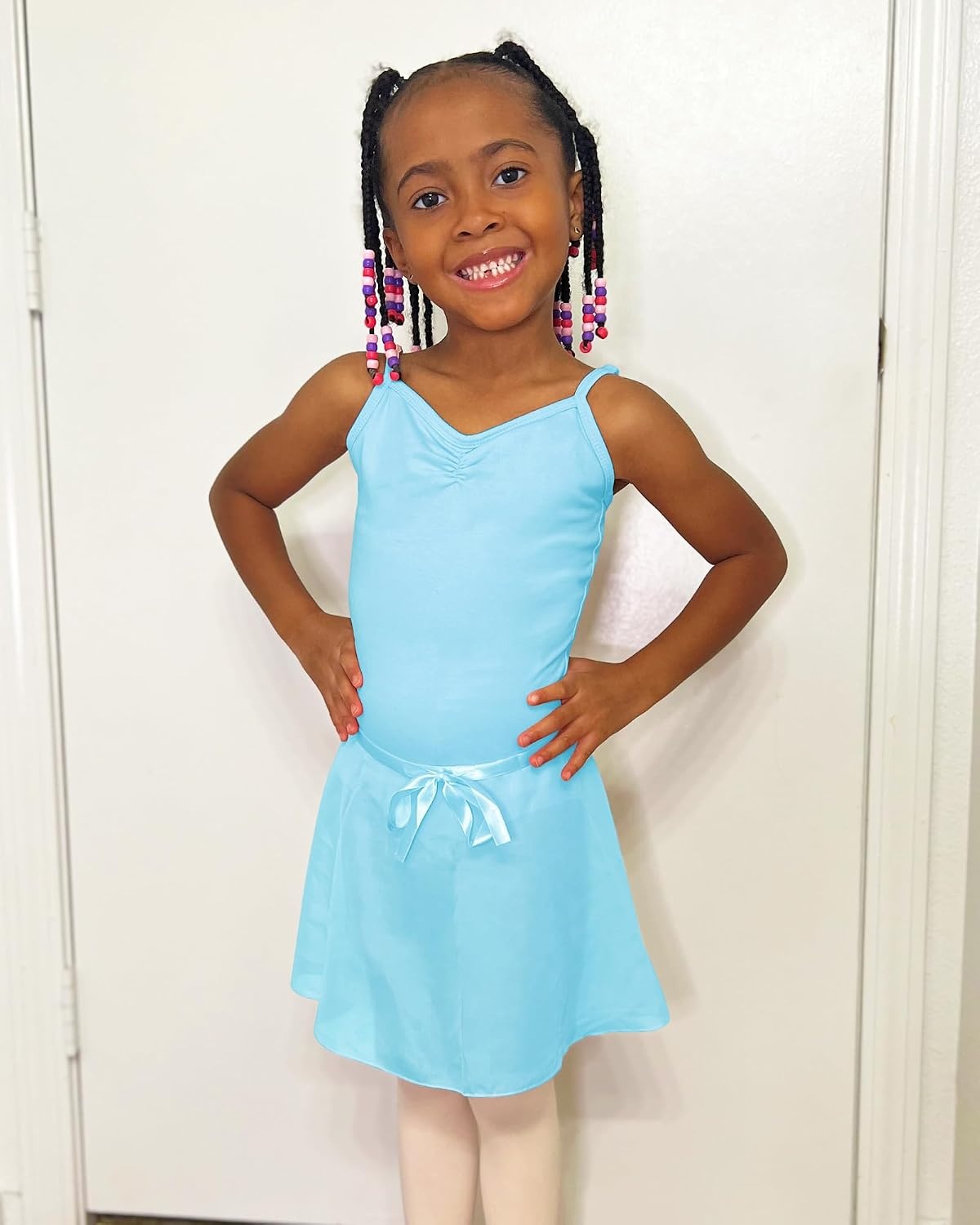 Stelle Ballet Skirts for Girls Toddler Dance Skirt Chiffon Kids Ballet Wrap Skirts(02-pool Blue (Adjustable Tie))