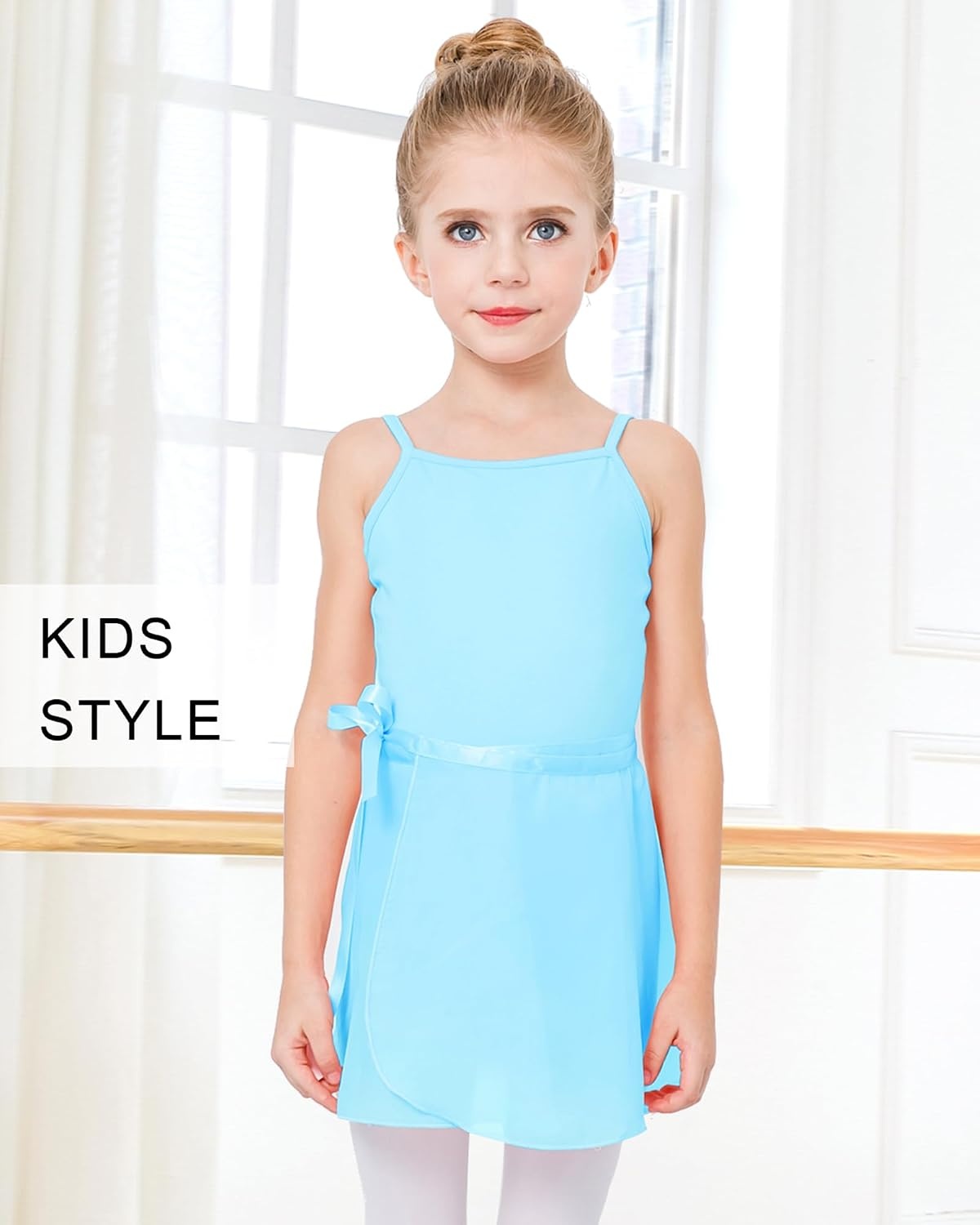 Stelle Ballet Skirts for Girls Toddler Dance Skirt Chiffon Kids Ballet Wrap Skirts(02-pool Blue (Adjustable Tie))