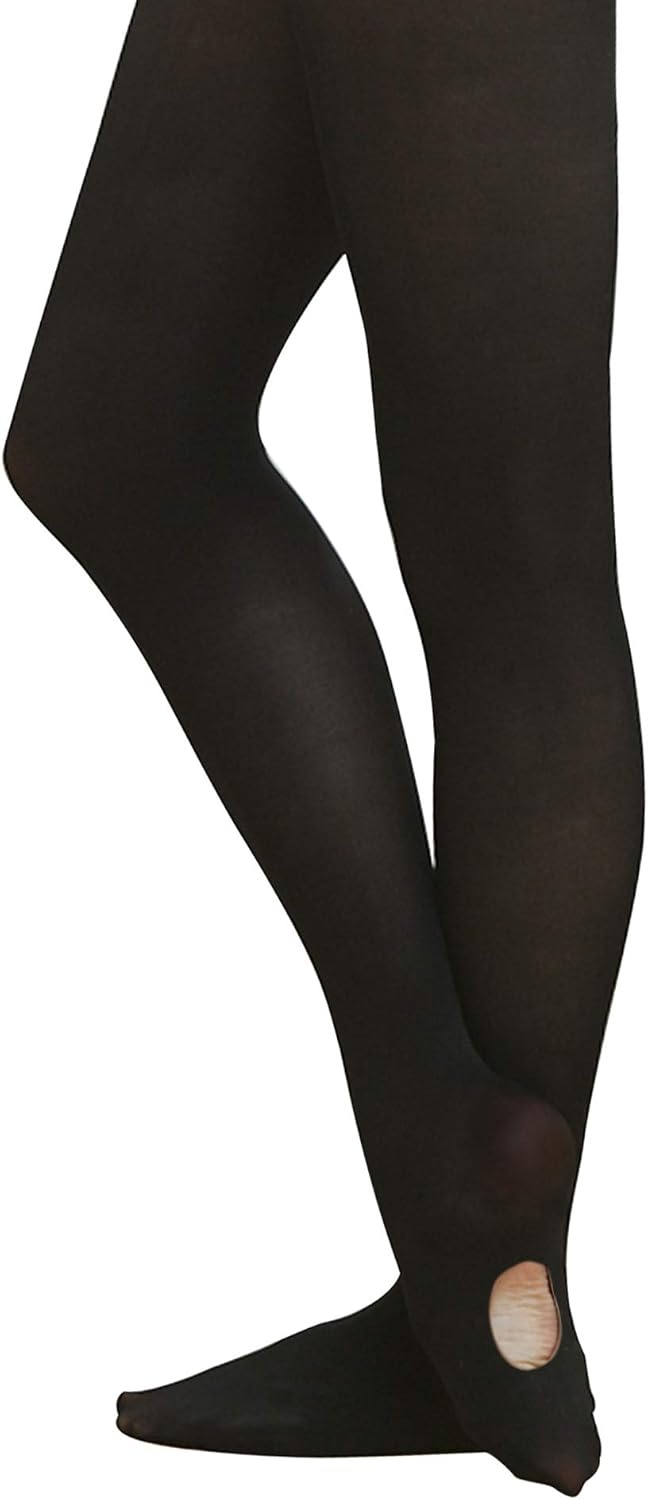Stelle Girls Women Ballet Dance Convertible Tights Ultra Soft Pro Transition Tights(Black)