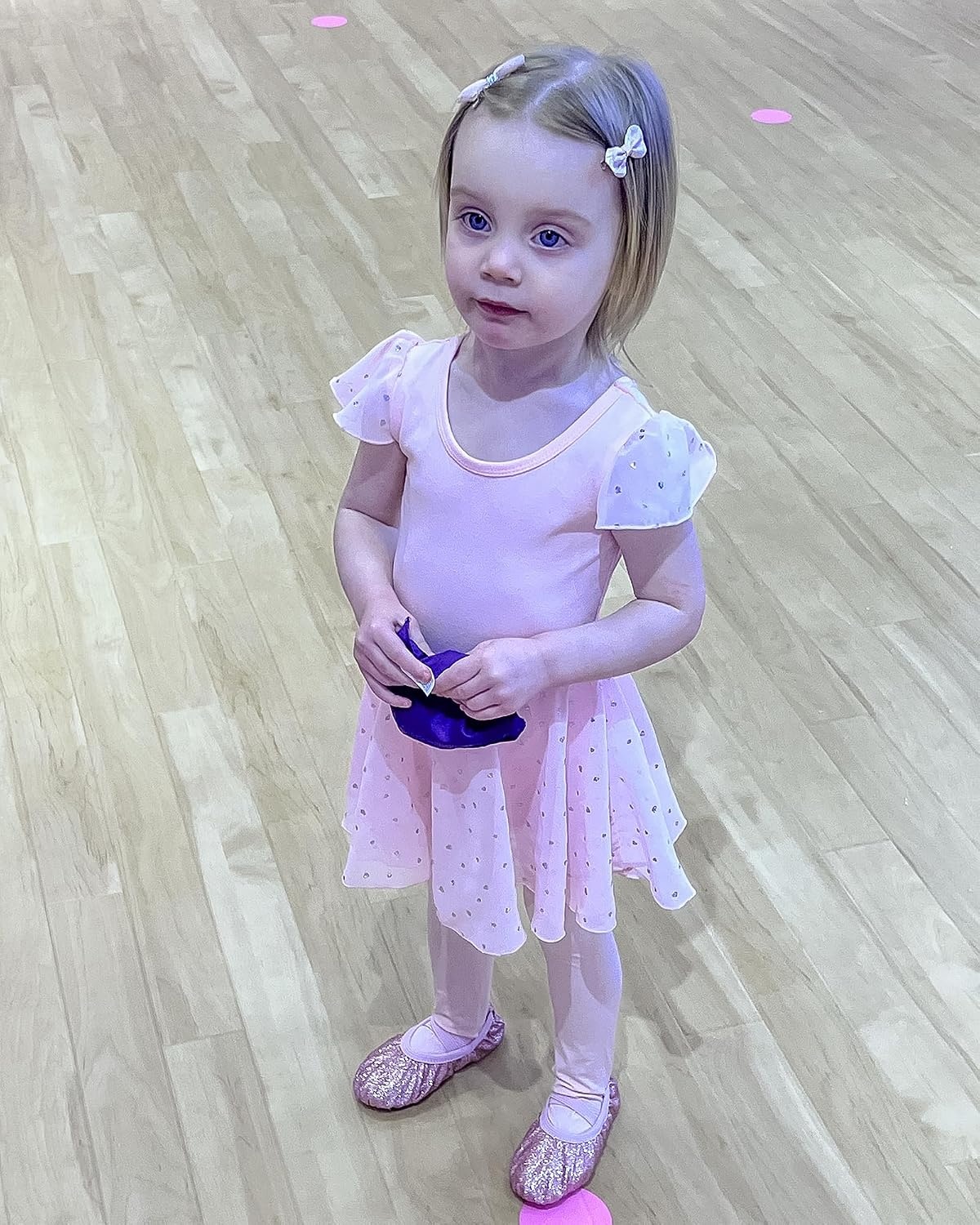 Stelle Ballet Leotards for Girls Dance Leotard with Skirt Kids Dance Dress | Ballet Dress for Toddler Girls, Ruffle Sleeve, Chiffon Skirt, Dance Costume for Performances, Birthday Party, Daily Wear(1-lavender(shiny Skirt))