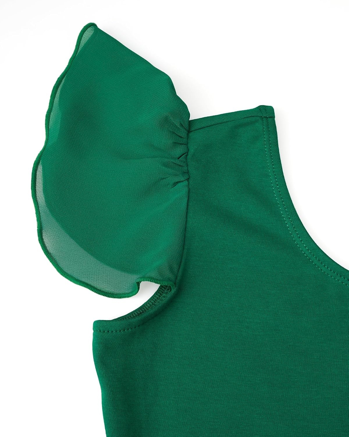 Stelle Girls Ballet Leotard Ruffle Short Sleeve for Dance Gymnastics(Green)