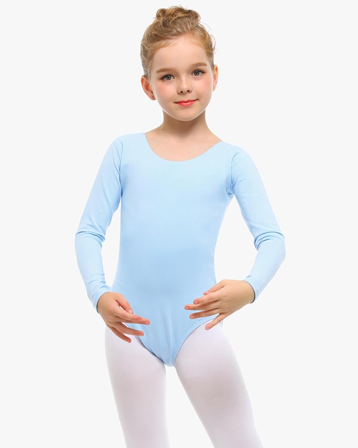 Stelle Long Sleeve Ballet Leotards for Girls Dance Leotard Gymnastics Ballet Outfits (Toddler/Little Kid/Big Kid)(Blue)