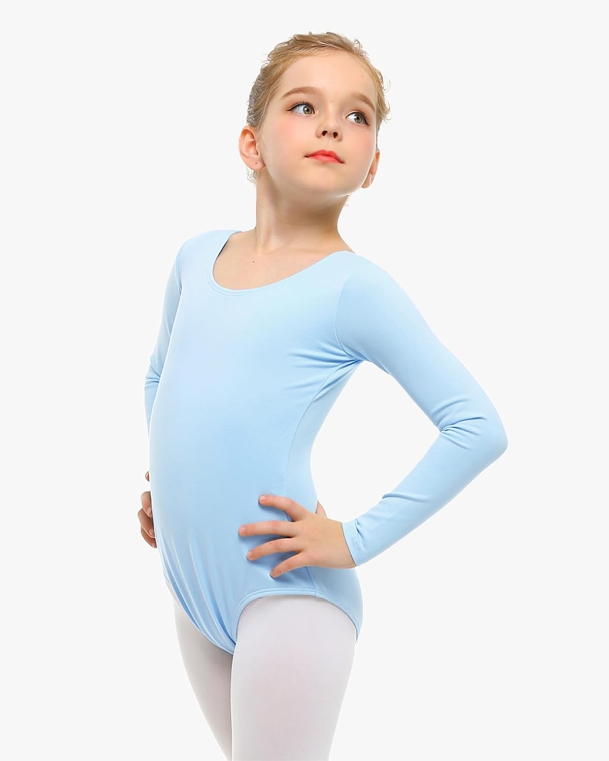 Stelle Long Sleeve Ballet Leotards for Girls Dance Leotard Gymnastics Ballet Outfits (Toddler/Little Kid/Big Kid)(Blue)