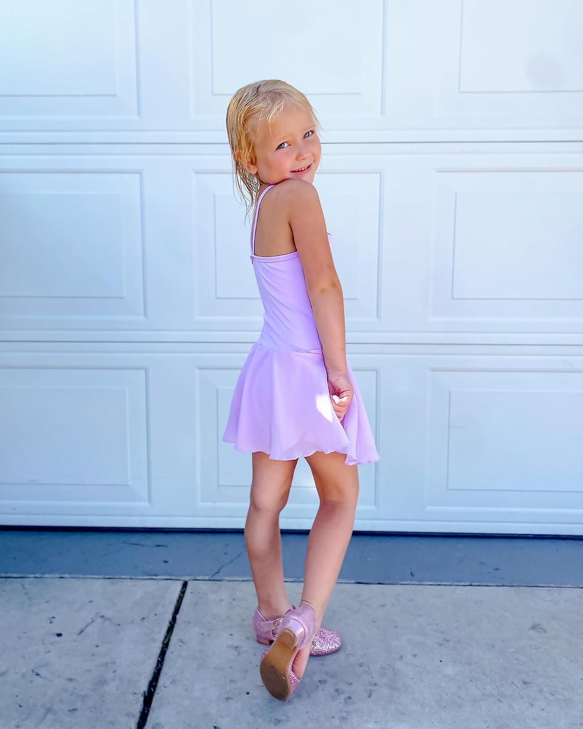 Stelle Toddler Ballet Leotards for Girls,Dance Leotard for Girls,Camisole Toddler Ballet Outfit for Studio Outdoor Daily Wear(Style 1-lavender)