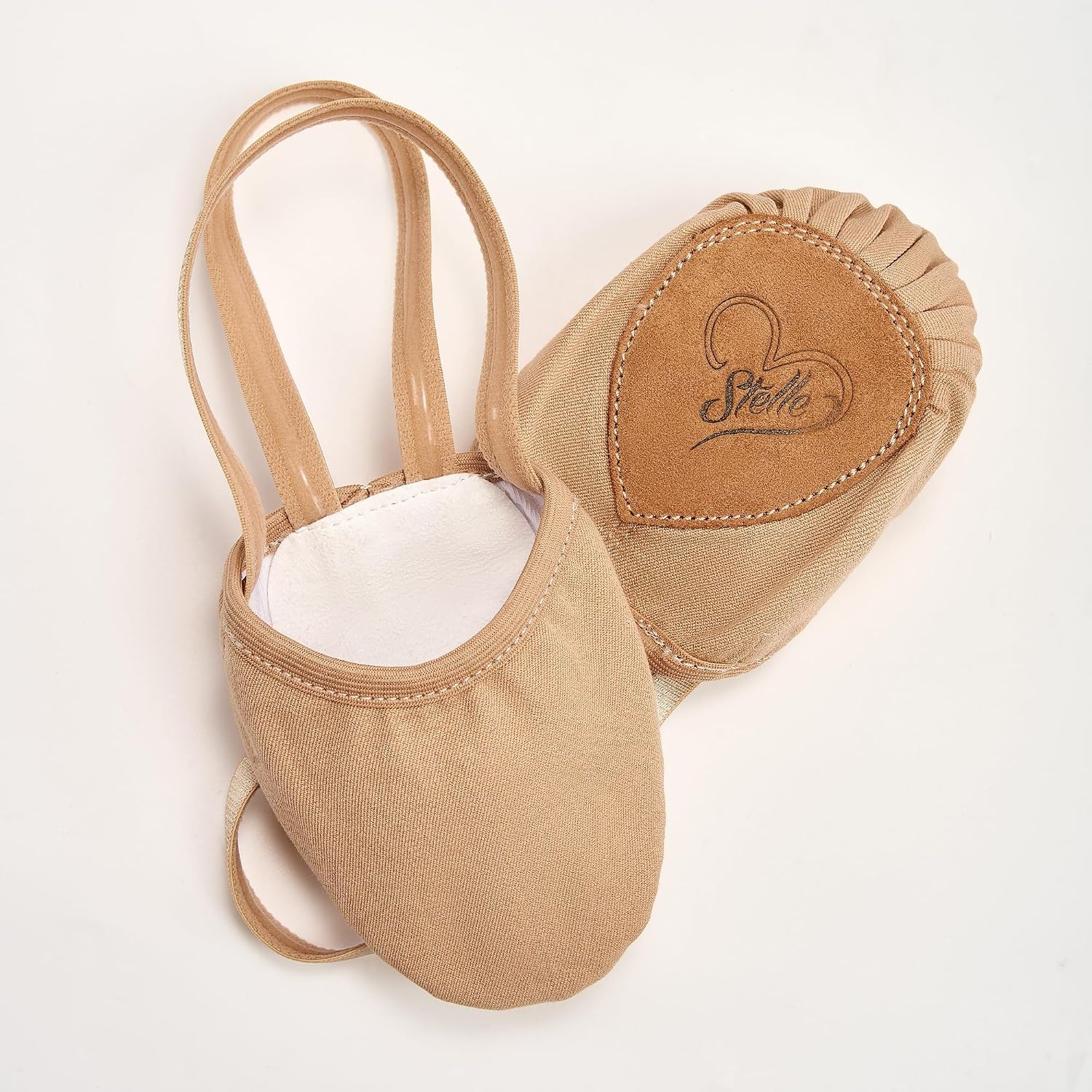 Stelle Women Lyrical Shoes Half Soles Pirouettes Dance Canvas Turners | Highly stretch canvas, Suede outsole, Pre-sewn elastic straps, Pirouettes, Lyrical dance, Contemporary dance, Flexible(Tan)