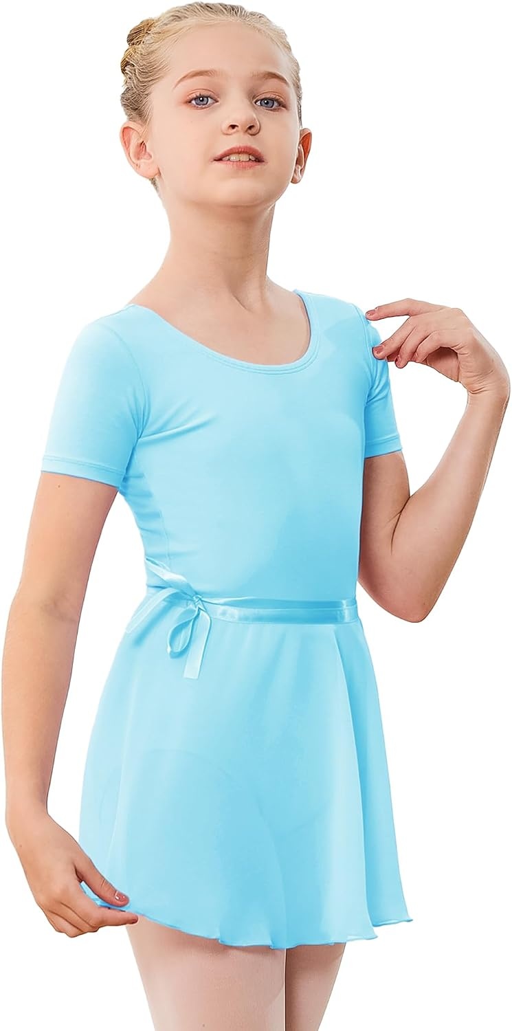 Stelle Girls Ballet Leotards Toddler Dance Combo with Skirt and Tights | Crew neck, Removable ballet skirt, Durable footed tights, Fully lined front, High elasticity & durable, Breathable(1-pool Bule)