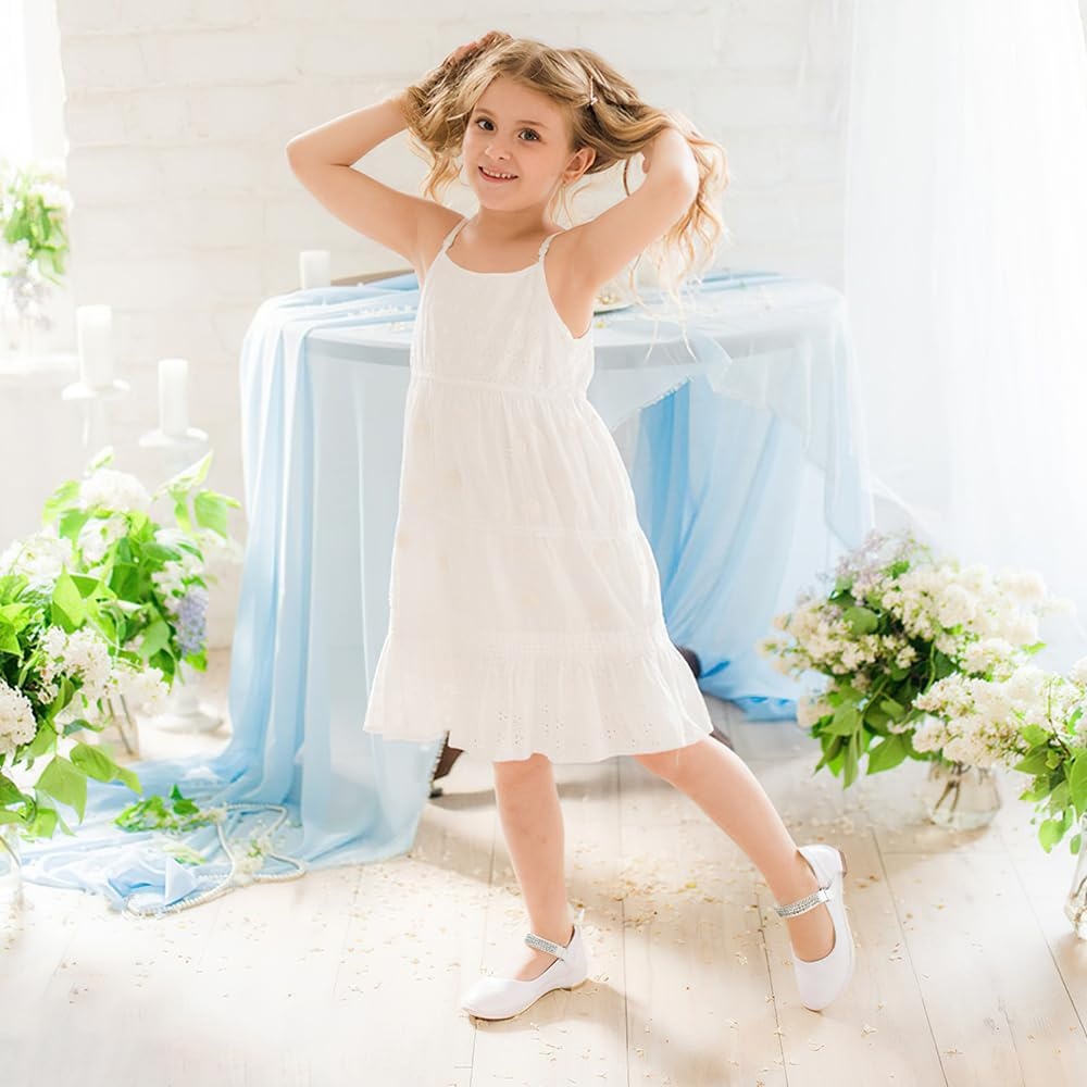 Stelle Girls Mary Jane Dress Shoes Low Heel Glitter Patent Bow Kids Party Wedding Flower Girl School Shoes(Toddler/Little/Big Kid)(Classic Patent-white)