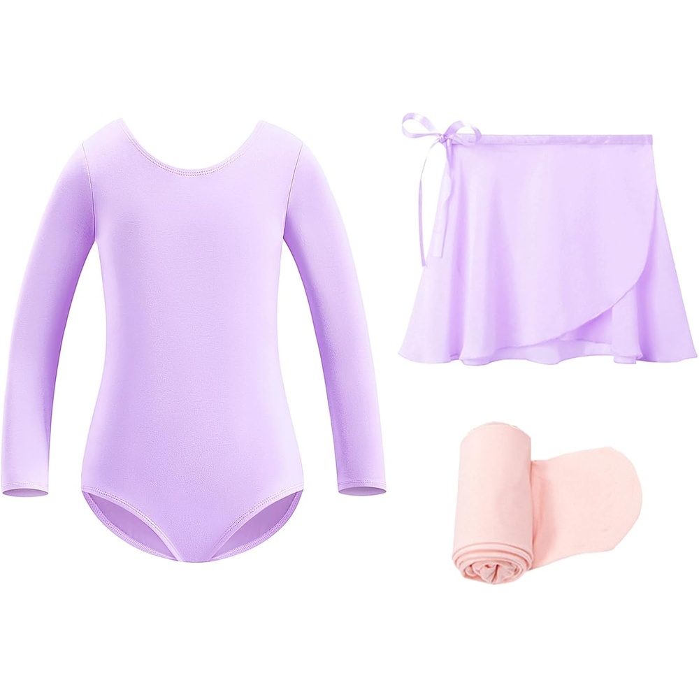 Stelle Girls Ballet Leotards Toddler Dance Combo with Skirt and Tights(Lavender)