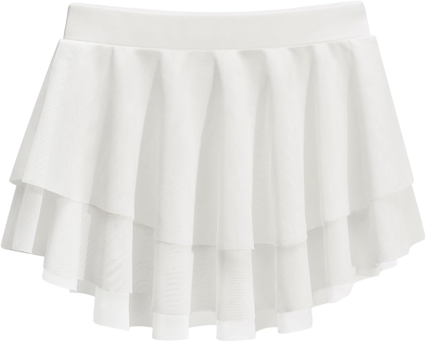 Stelle Girls Ballet Skirt Pull On High Waist Dance Wrap Skirt Layered Ruffle Chiffon Skirt Kid Toddler Ballerina Clothes(White)