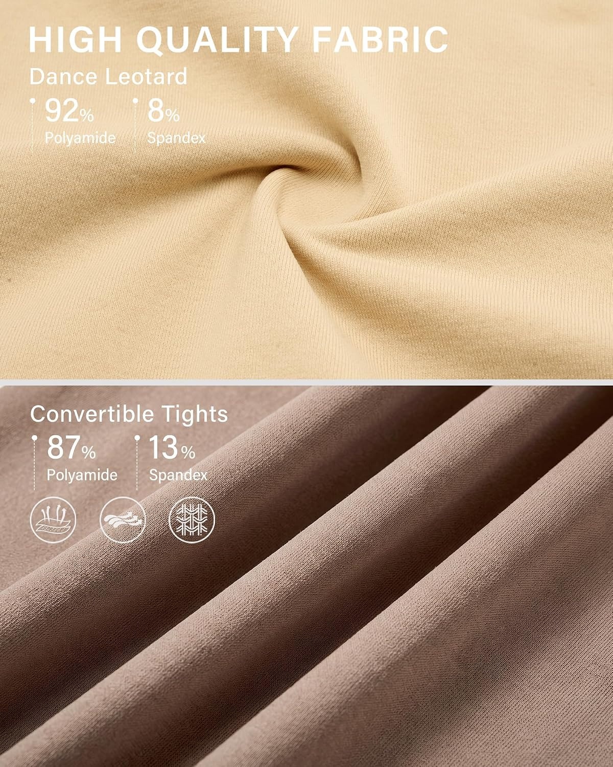Stelle Girls Seamless Camisole Leotard with Convertible Tights | Both clothing-colored and clear detachable straps, 2-In-1 Convertible Tights, Fully lined front, High elasticity & durable(Light Nude)