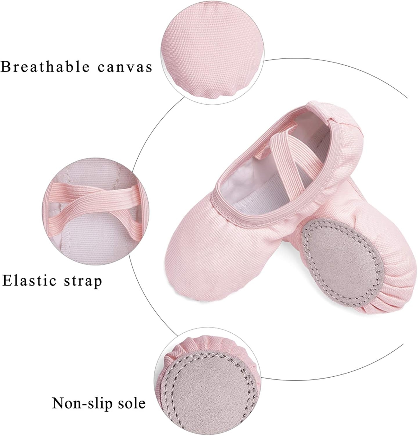 Stelle Canvas Ballet Shoes Toddler Girls Ballet Slippers No-Tie Boys Dance Shoes(Ballet Pink)