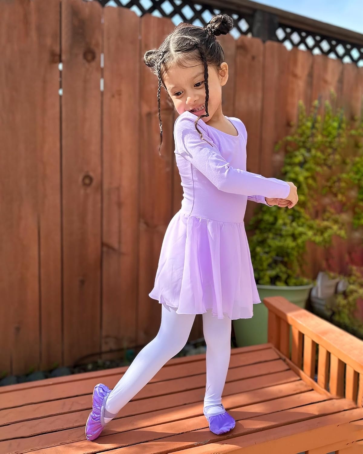 Stelle Ballet Leotards for Girls Long Sleeve Toddler Dance Leotard Outfits(Purple)