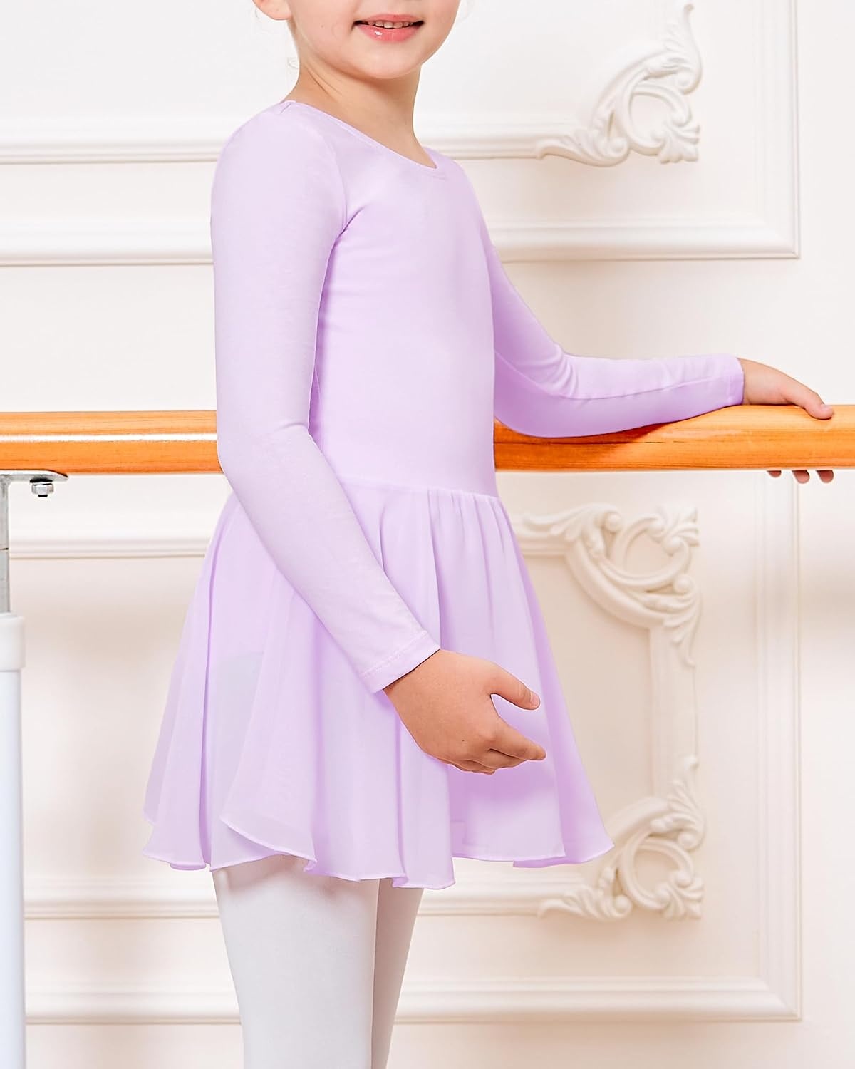 Stelle Ballet Leotards for Girls Long Sleeve Toddler Dance Leotard Outfits(Purple)