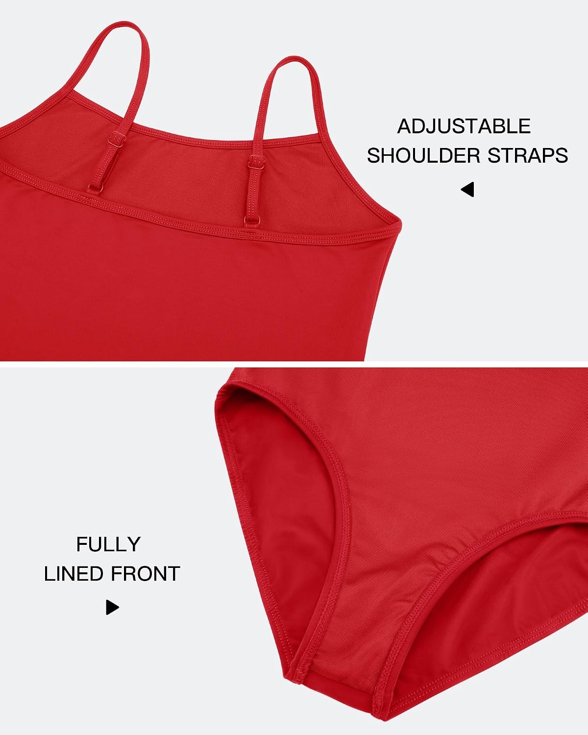 Stelle Gymnastics Leotards for Girls Camisole Ballet Tumbling Outfits 2-16Y | Adjustable straps, Stretch fabric, Comfortable fit, Skin-friendly, Gymnastics & Ballet, Toddler dancewear, Kids bodysuit(Red)