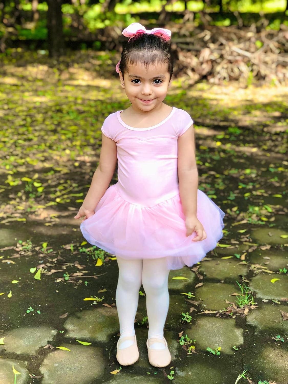 Stelle Ballet Leotards for Girls with Tutu Skirt Ballerina Dance Costumes(01-ballet Pink)