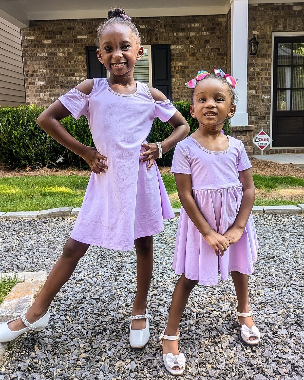 Stelle Girls Cotton Short Sleeve Twirl Skater Dress 3T-12Y | Twirl-Friendly Skirt, A Line,Criss Cross Back,Dress for School,Dance,Playwear,Casual,Active,Soft Stretch Breathable Comfy(Cd001-lavender-cold Shoulder)