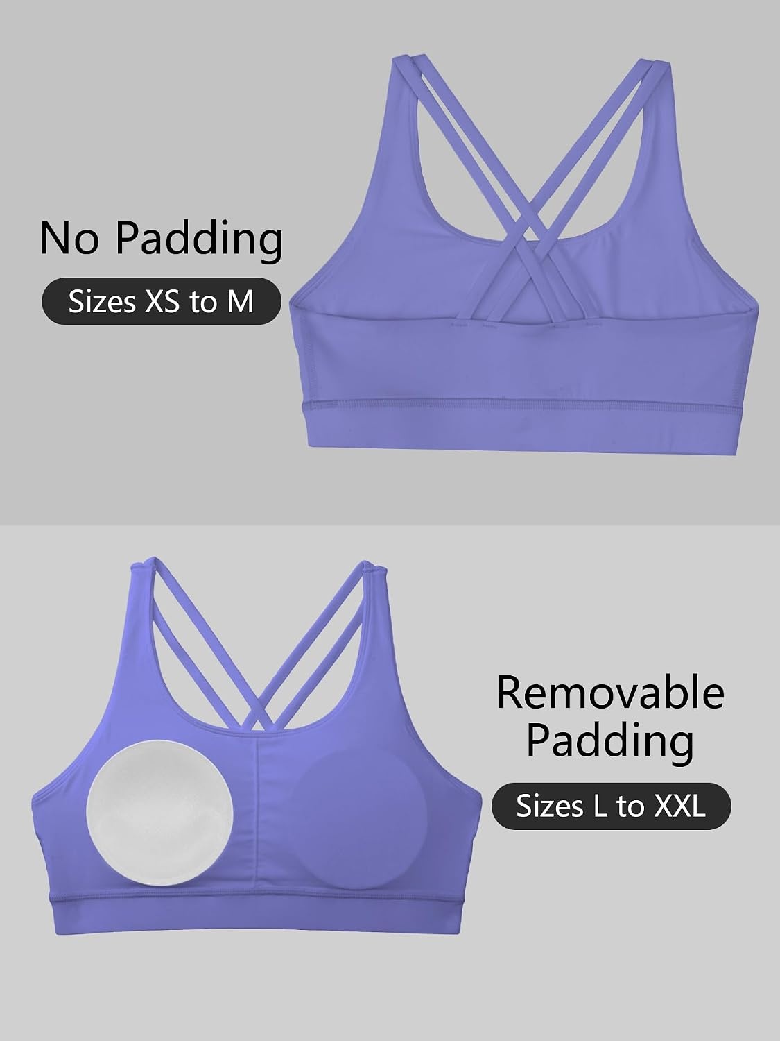 Stelle Girls Sports Bra Cross Back Training Bras for Dance Yoga 6Y-15Y(Periwinkle)