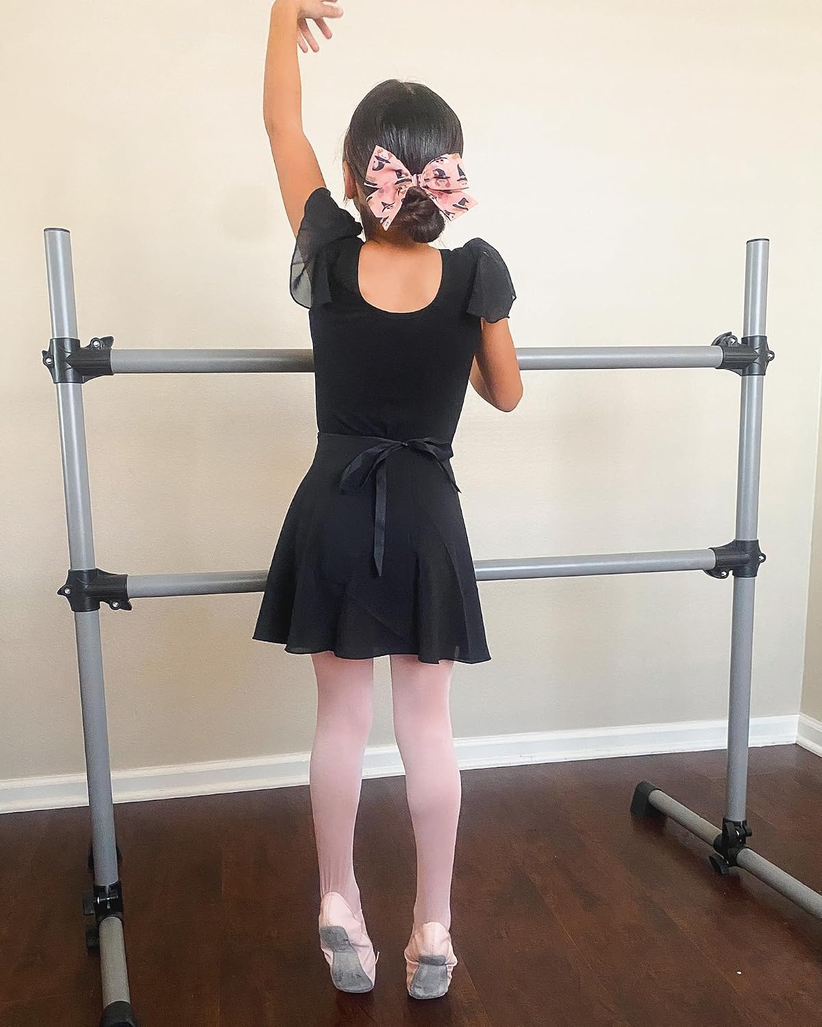 Stelle Girls Ballet Leotards Toddler Dance Combo with Skirt and Tights | Crew neck, Removable ballet skirt, Durable footed tights, Fully lined front, High elasticity & durable, Breathable(3-black (Ruffle Sleeve))