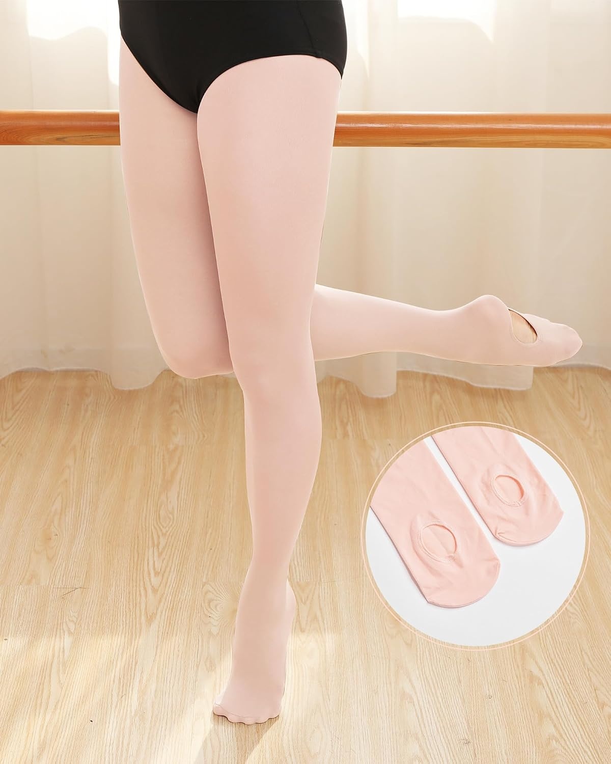 Stelle Women’s Convertible & Transition Ballet Tights for Adult Dance Class | High Waist, Stretch Fit, Opaque, Soft Footless Stockings, Pantyhose, Ballerina, Studio, Stage, Performance, Recital(Ballet Pink)