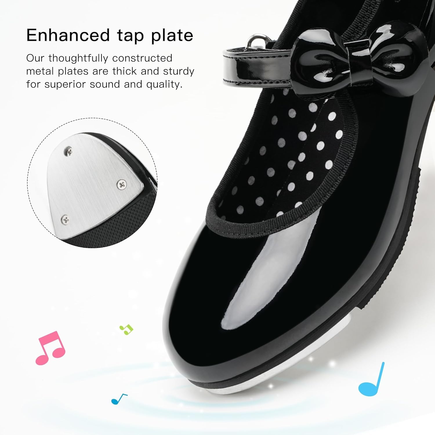 Stelle Girls Tap Shoes Toddler Dance Shoes PU Leather Easy Strap(Toddler/Little Kid/Big Kid)(Black)