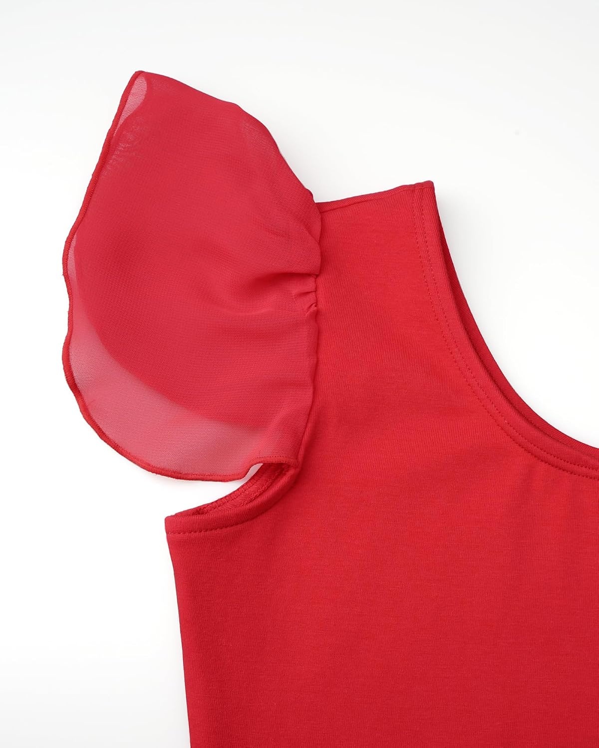 Stelle Girls Ballet Leotard Ruffle Short Sleeve for Dance Gymnastics | Scoop neckline, Soft stretch fabric, Breathable comfort, Leotard for girls, Ballet class, Gymnastics, Dance recital(Red)