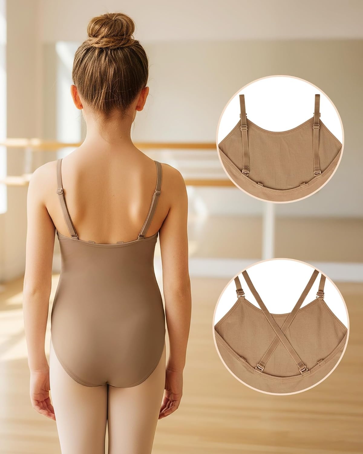 Stelle Girls Camisole Ballet Leotard Seamless Undergarment for Dance(Warm Tan)
