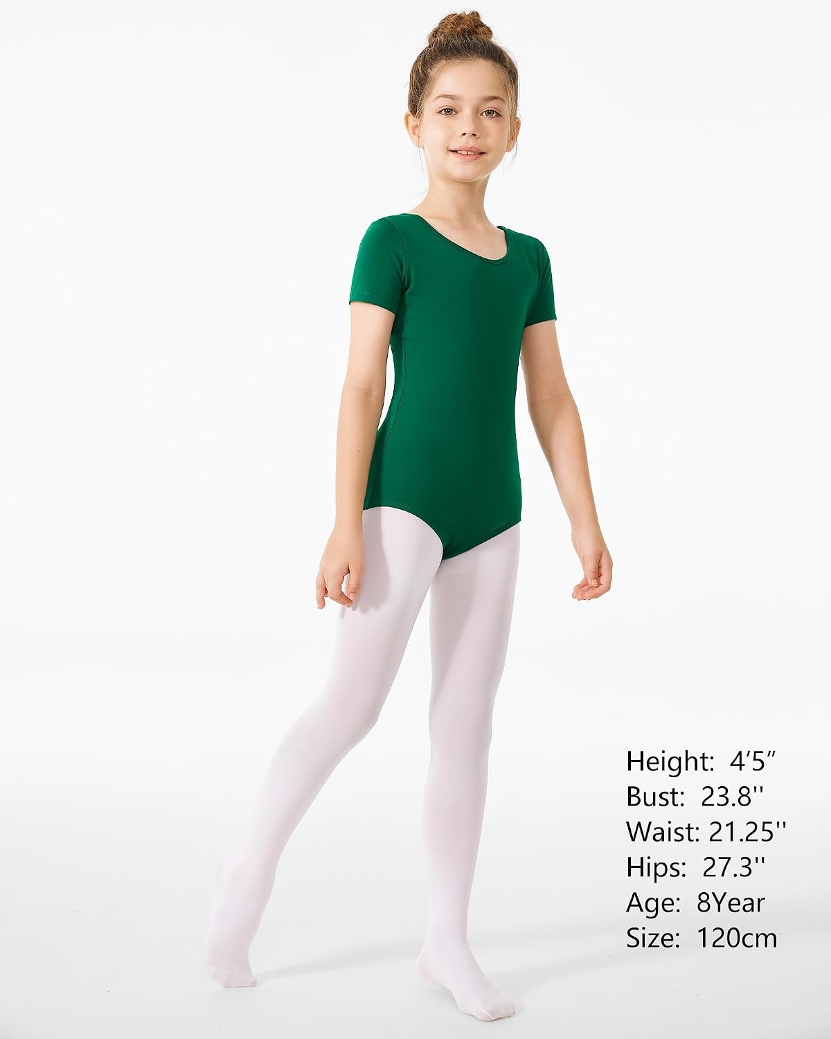 Stelle Leotard for Girls Black Ballet Dance Leotard Gymnastics Outfits with Bow Back (Toddler/Little/Big Kids)(1-green)
