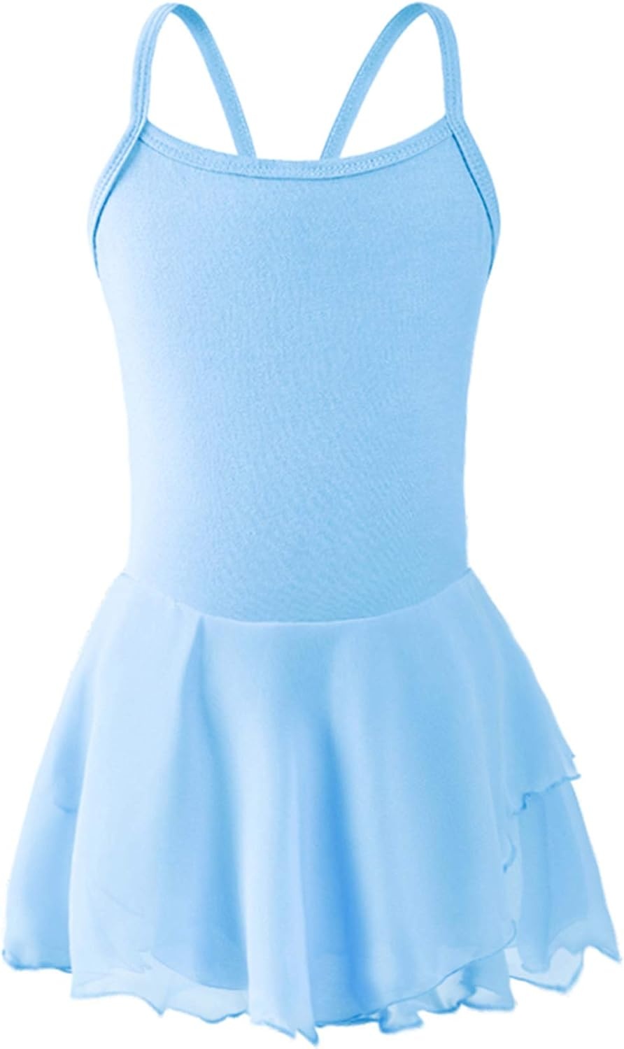 Stelle Toddler Ballet Outfit for Girls Sleeveless Gymnastics Dance Leotard | Camisole Leotards for Girls with Skirt, Spaghetti Strap, Soft Stretch Fabric, Dance Studio, Gymnastics, Outdoor Daily Wear(Style 1-blue)