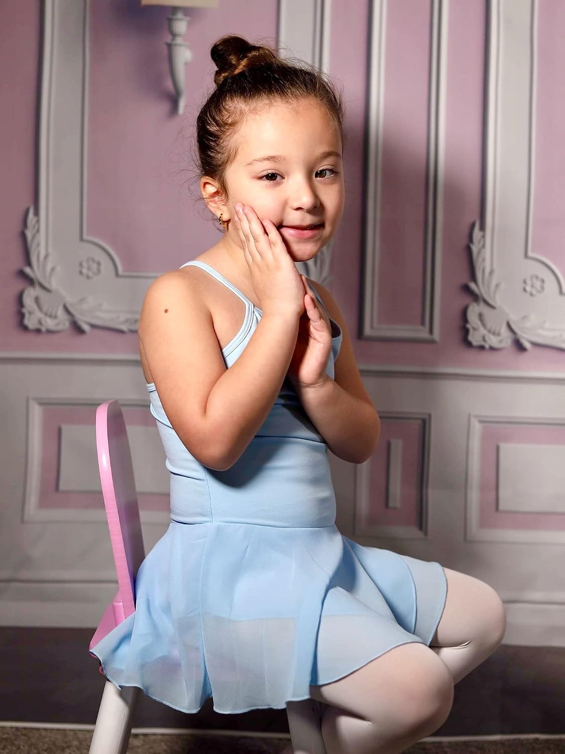 Stelle Toddler Ballet Outfit for Girls Sleeveless Gymnastics Dance Leotard | Camisole Leotards for Girls with Skirt, Spaghetti Strap, Soft Stretch Fabric, Dance Studio, Gymnastics, Outdoor Daily Wear(Style 1-blue)