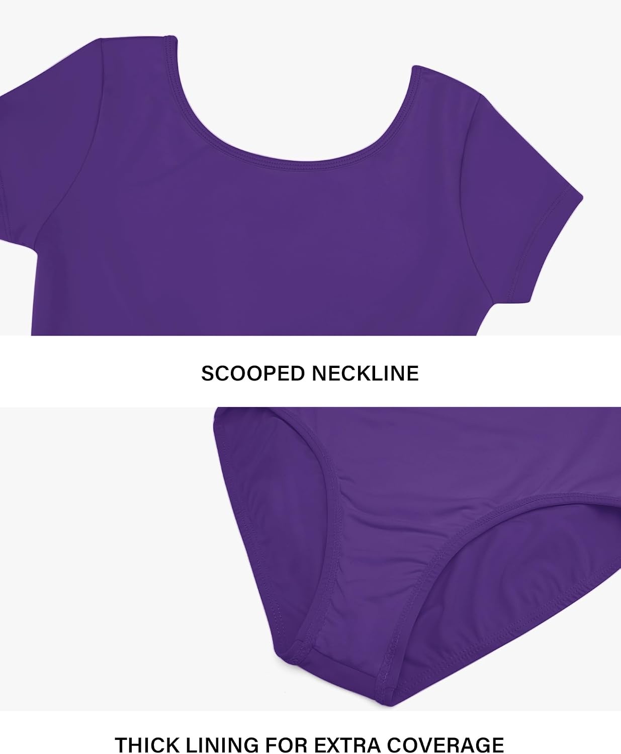 Stelle Ballet Leotards for Girls Short Sleeve Gymnastics Dance Outfit 2-16Y(Purple)