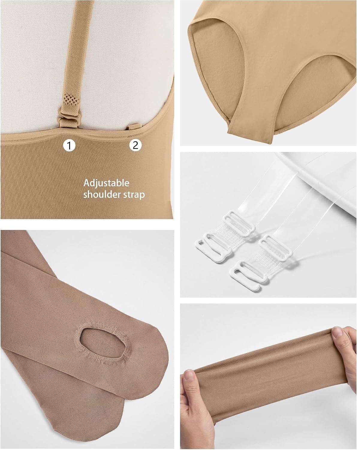 Stelle Girls Seamless Camisole Leotard with Convertible Tights(Nude)
