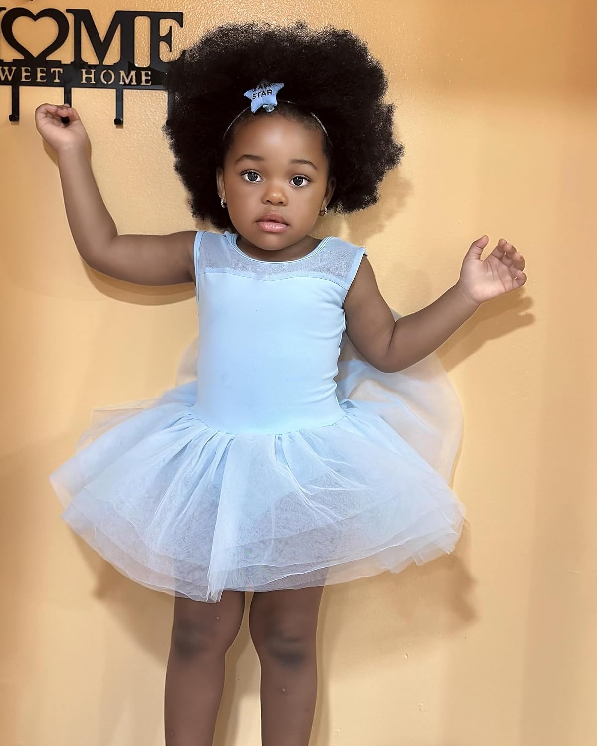 Stelle Ballet Leotards for Girls Toddler Leotard with Tutu Skirt Dance Tutu Dress (Little/Big Kid)(01-blue)