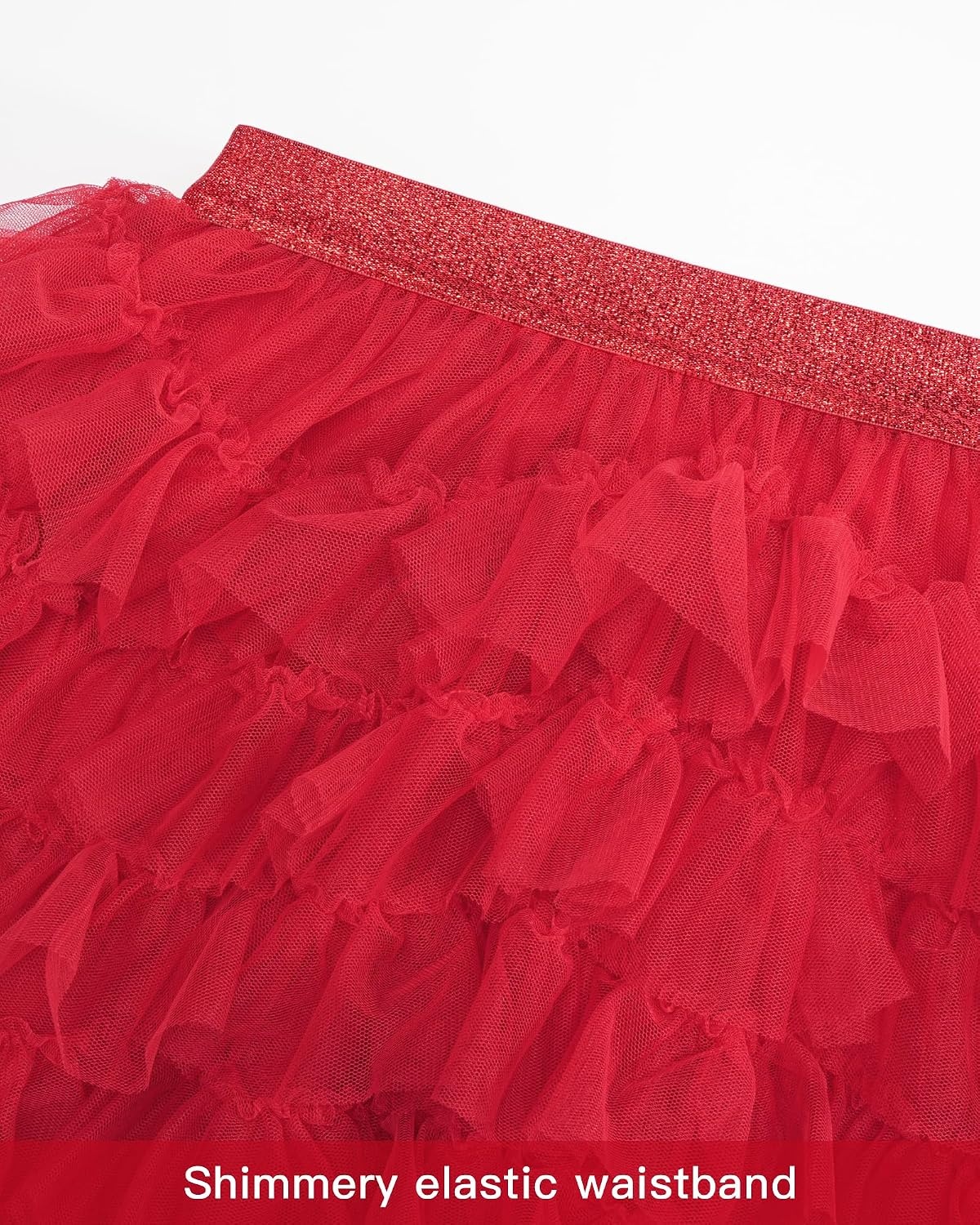 Stelle Girls Tutu Skirt 5 Layers Fluffy Tulle Dance Ballet Skirt Princess Birthday Party Costume(Red)