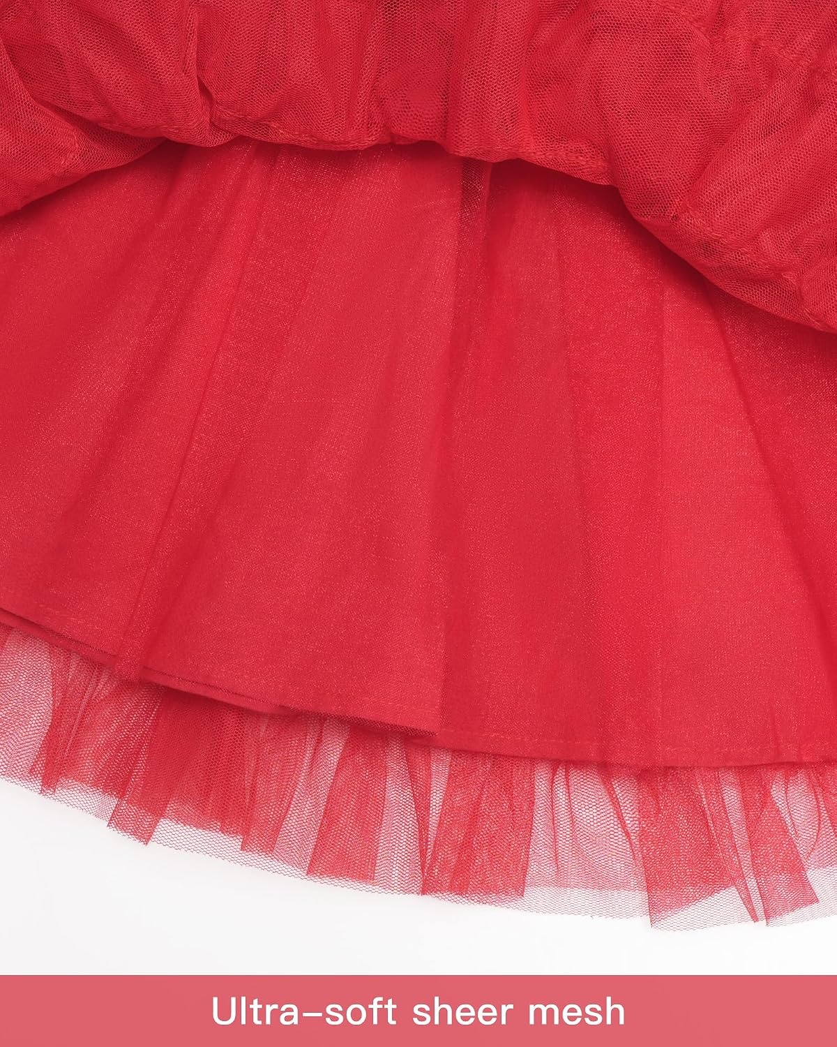 Stelle Girls Tutu Skirt 5 Layers Fluffy Tulle Dance Ballet Skirt Princess Birthday Party Costume(Red)
