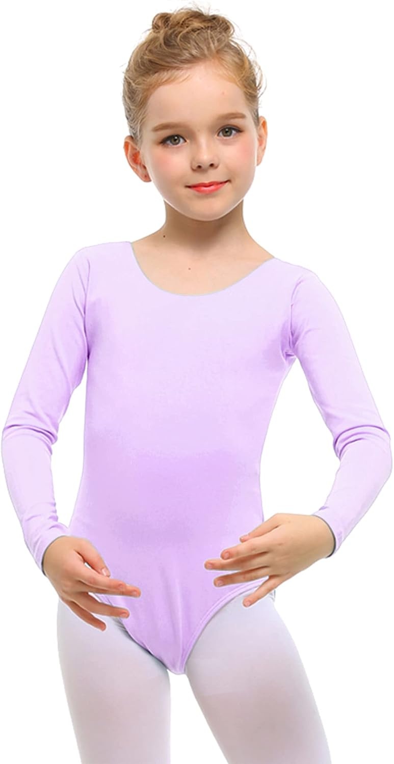 Stelle Long Sleeve Ballet Leotards for Girls Dance Leotard Gymnastics Ballet Outfits (Toddler/Little Kid/Big Kid)(Purple)