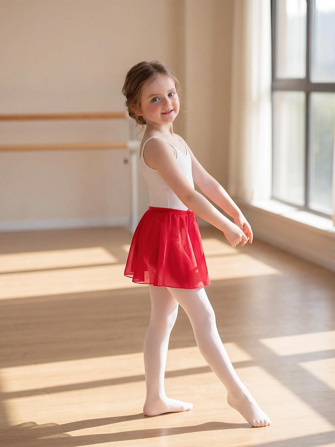 Stelle Girls Ballet Skirt Chiffon Wrap Dance Skirt Mesh Pull-On Skirt | Girls ballet skirt, Pull on elastic waist, Flowing movement, Ballet Skirts for girls, Dance, Studio, Performance(Red)