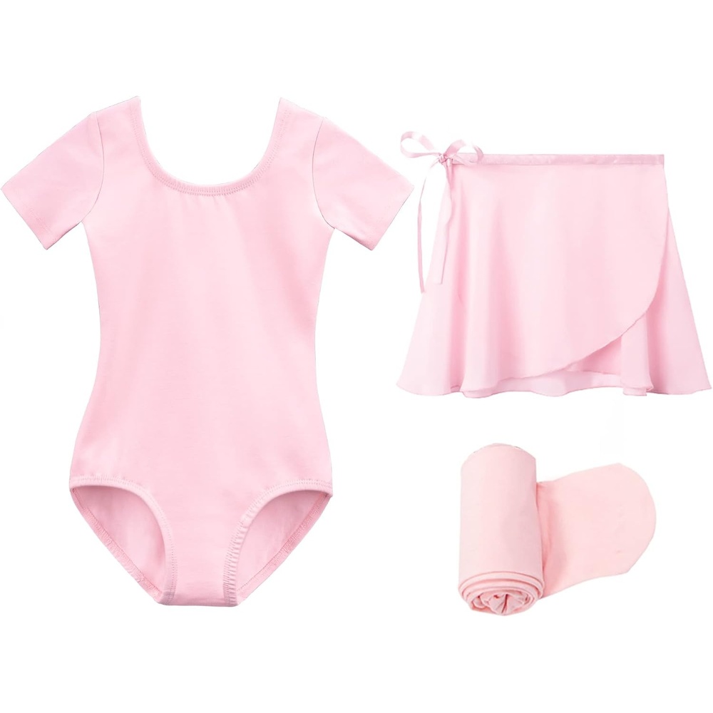 Stelle Girls Ballet Leotards Toddler Dance Combo with Skirt and Tights(1-ballet Pink)
