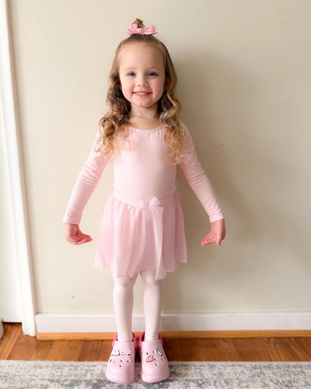 Stelle Girls Ballet Skirt Chiffon Wrap Dance Skirt Mesh Pull-On Skirt(Ballet Pink)