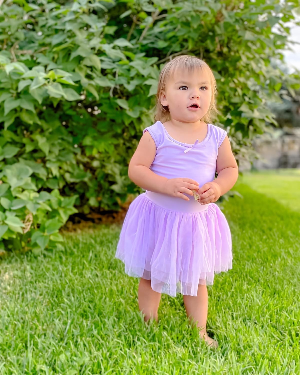 Stelle Puff Sleeve Ballet Leotards for Girls with Sparkly Tutu Skirted Toddler Dance Dress Outfit(02-sleeveless-purple)