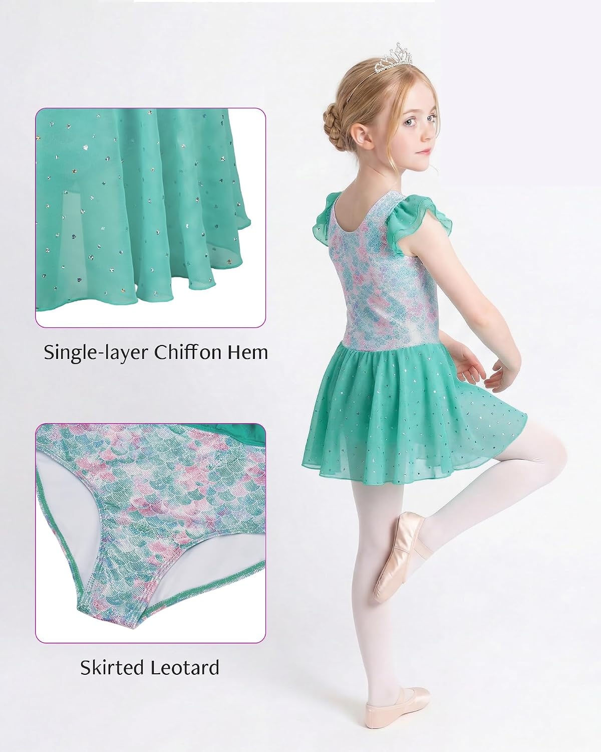 Stelle Ballet Leotards for Girls Toddler Dance Leotard Gymnastic Outfits(Mermaid Sparkle)