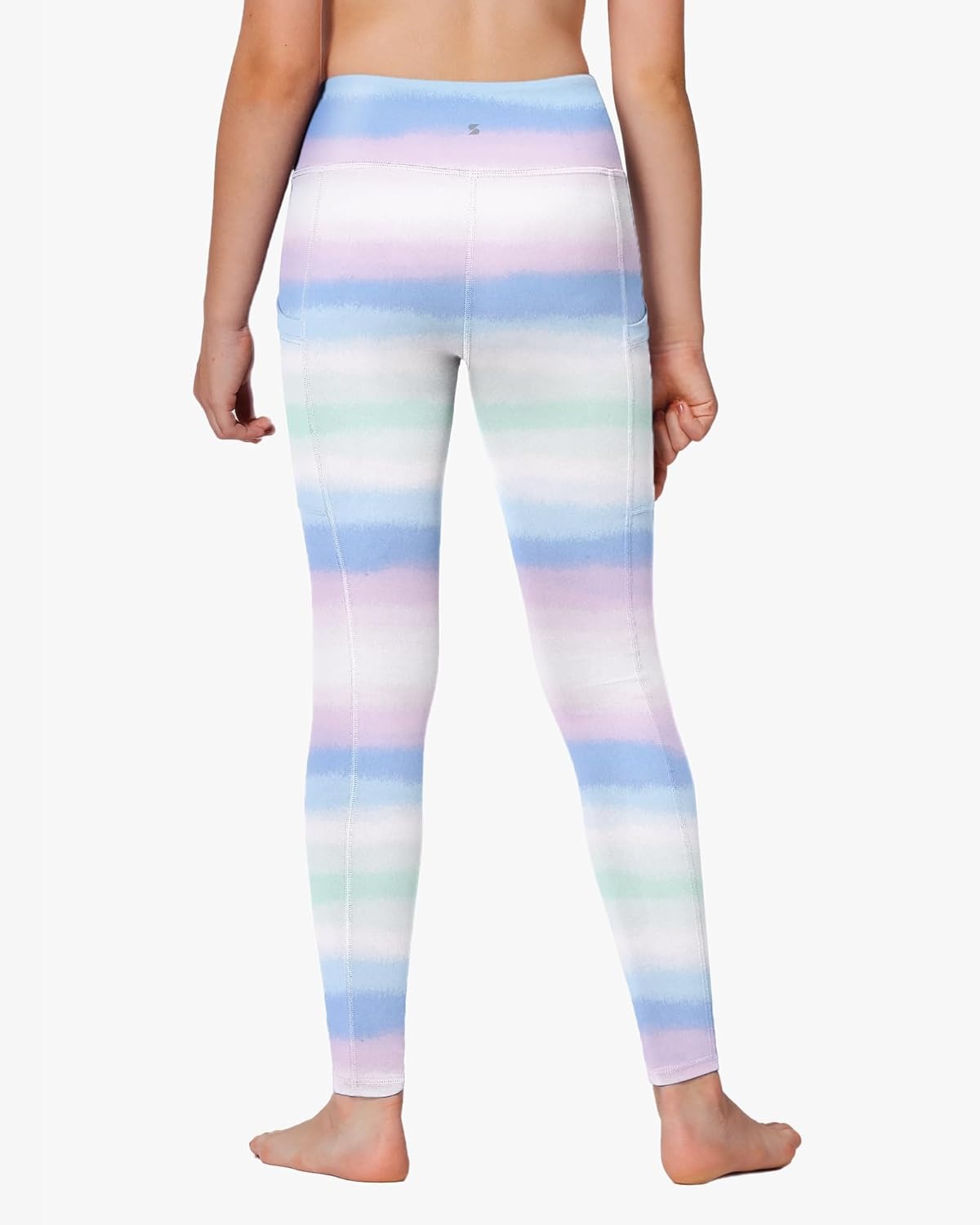 Stelle Girls Leggings with Pockets Kids Dance Yoga Running Athletic Pants | Soft 4-Way Stretch,High-Rise Wide Waistband,Side Pockets,Moisture-Wicking,Non-See-Through for Dance,Yoga,Running,Daily Wear(Pastel Horizon)